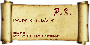 Pfaff Kristóf névjegykártya